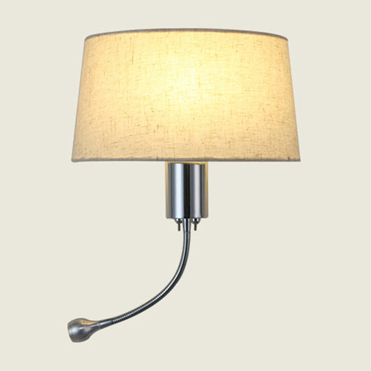 Half-Empire Shade Flush Wall Sconce Modern Fabric 1 Head Bedroom Spotlight Reading Wall Lamp in Black/Beige/White Clearhalo 'Cast Iron' 'Glass' 'Industrial' 'Modern wall lights' 'Modern' 'Tiffany' 'Traditional wall lights' 'Wall Lamps & Sconces' 'Wall Lights' Lighting' 1982596