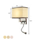 Fabric Cuboid Wall Light Kit Minimalist 1-Light White/Beige Spotlight Sconce Lamp with Charging Port Clearhalo 'Cast Iron' 'Glass' 'Industrial' 'Modern wall lights' 'Modern' 'Tiffany' 'Traditional wall lights' 'Wall Lamps & Sconces' 'Wall Lights' Lighting' 1982604