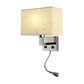 Fabric Cuboid Wall Light Kit Minimalist 1-Light White/Beige Spotlight Sconce Lamp with Charging Port Clearhalo 'Cast Iron' 'Glass' 'Industrial' 'Modern wall lights' 'Modern' 'Tiffany' 'Traditional wall lights' 'Wall Lamps & Sconces' 'Wall Lights' Lighting' 1982606
