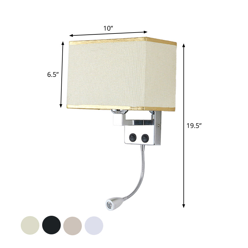 Fabric Rectangular Spotlight Wall Lamp Nordic 1-Light Black/Flaxen/Beige Wall Mounted Lighting Fixture Clearhalo 'Cast Iron' 'Glass' 'Industrial' 'Modern wall lights' 'Modern' 'Tiffany' 'Traditional wall lights' 'Wall Lamps & Sconces' 'Wall Lights' Lighting' 1982614