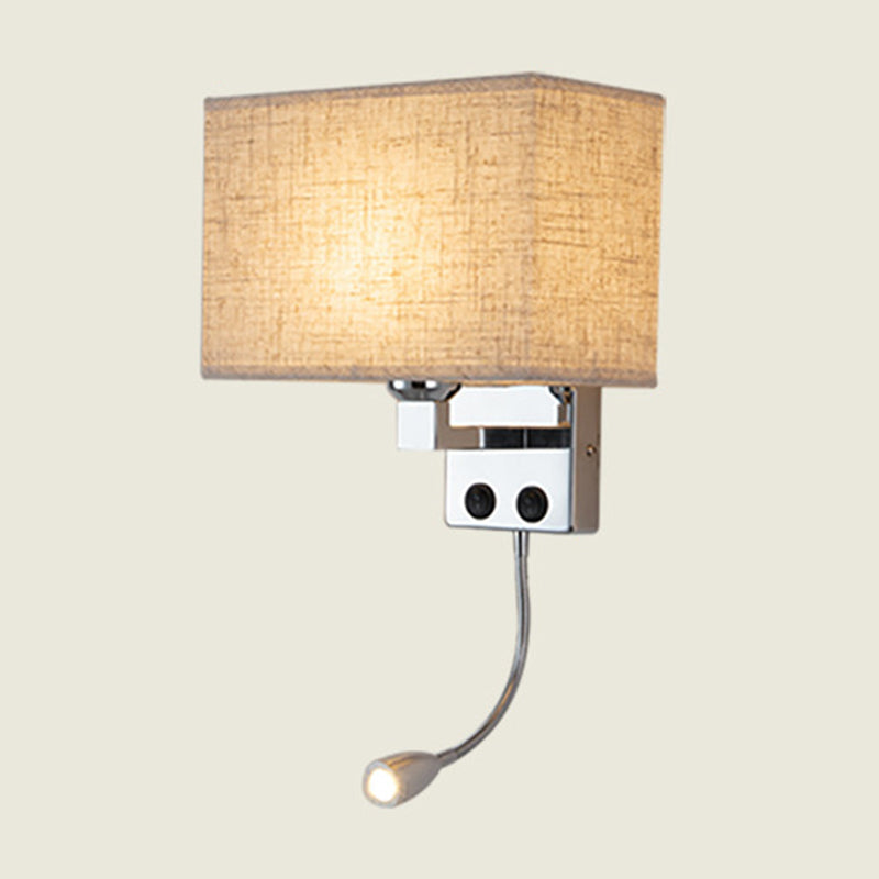 Fabric Rectangular Spotlight Wall Lamp Nordic 1-Light Black/Flaxen/Beige Wall Mounted Lighting Fixture Clearhalo 'Cast Iron' 'Glass' 'Industrial' 'Modern wall lights' 'Modern' 'Tiffany' 'Traditional wall lights' 'Wall Lamps & Sconces' 'Wall Lights' Lighting' 1982620