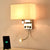 Black/White/Flaxen Cuboid Wall Lamp Modern Single Fabric Wall Sconce with USB Port and Spotlight White Clearhalo 'Cast Iron' 'Glass' 'Industrial' 'Modern wall lights' 'Modern' 'Tiffany' 'Traditional wall lights' 'Wall Lamps & Sconces' 'Wall Lights' Lighting' 1982631
