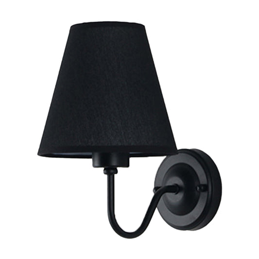 Black/Brown/Beige Cone Wall Lamp Nordic 1-Light Fabric Wall Lighting with Curved Arm in Black/White Clearhalo 'Cast Iron' 'Glass' 'Industrial' 'Modern wall lights' 'Modern' 'Tiffany' 'Traditional wall lights' 'Wall Lamps & Sconces' 'Wall Lights' Lighting' 1982692