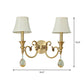 Traditional Flared Wall Light Fixture 1/2-Light Fabric Wall Mounted Lamp in Gold with Crystal Drop Clearhalo 'Wall Lamps & Sconces' 'Wall Lights' Lighting' 1982759