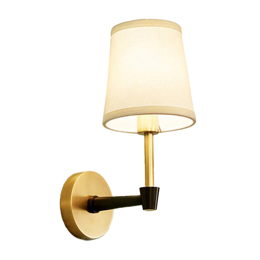 1/2-Head Wall Sconce Light Fixture Minimalist Conical Fabric Wall Mounted Lamp in Gold Clearhalo 'Wall Lamps & Sconces' 'Wall Lights' Lighting' 1982802