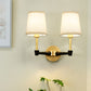 1/2-Head Wall Sconce Light Fixture Minimalist Conical Fabric Wall Mounted Lamp in Gold Clearhalo 'Wall Lamps & Sconces' 'Wall Lights' Lighting' 1982805