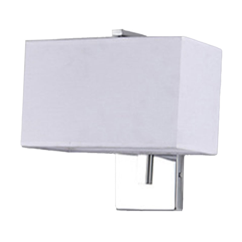 Minimalist Rectangle Wall Mounted Lamp Fabric 1 Bulb Living Room Sconce Light in Black/White/Beige Clearhalo 'Cast Iron' 'Glass' 'Industrial' 'Modern wall lights' 'Modern' 'Tiffany' 'Traditional wall lights' 'Wall Lamps & Sconces' 'Wall Lights' Lighting' 1982841
