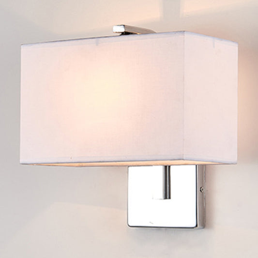 Minimalist Rectangle Wall Mounted Lamp Fabric 1 Bulb Living Room Sconce Light in Black/White/Beige Clearhalo 'Cast Iron' 'Glass' 'Industrial' 'Modern wall lights' 'Modern' 'Tiffany' 'Traditional wall lights' 'Wall Lamps & Sconces' 'Wall Lights' Lighting' 1982842