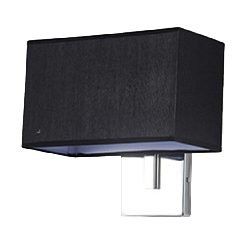 Minimalist Rectangle Wall Mounted Lamp Fabric 1 Bulb Living Room Sconce Light in Black/White/Beige Clearhalo 'Cast Iron' 'Glass' 'Industrial' 'Modern wall lights' 'Modern' 'Tiffany' 'Traditional wall lights' 'Wall Lamps & Sconces' 'Wall Lights' Lighting' 1982849