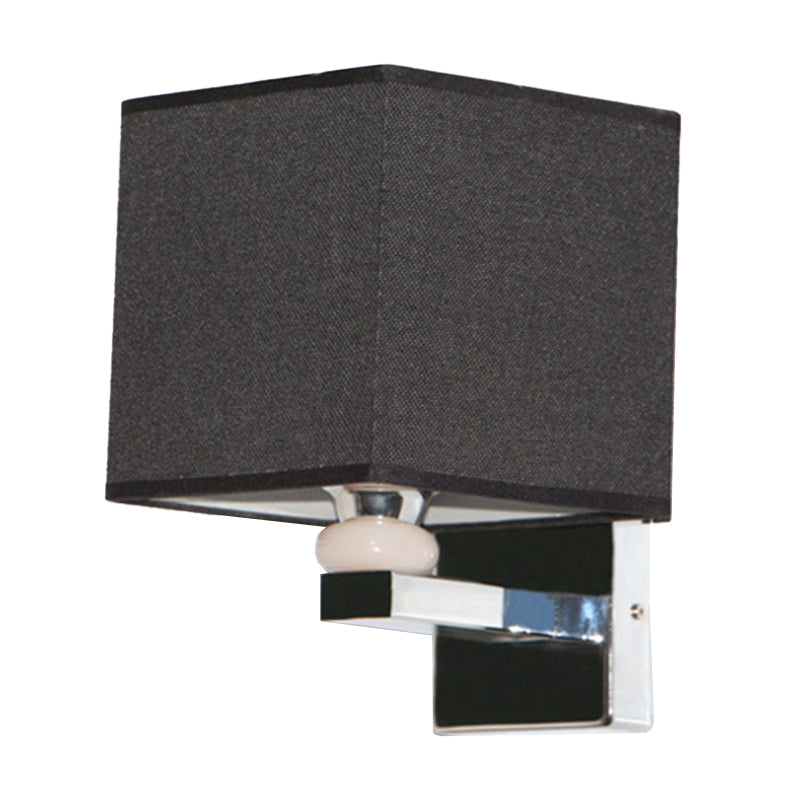 Nordic Cubic Wall Sconce Fabric 1-Light Dining Room Wall Mount Light Fixture in Beige/White/Flaxen Clearhalo 'Cast Iron' 'Glass' 'Industrial' 'Modern wall lights' 'Modern' 'Tiffany' 'Traditional wall lights' 'Wall Lamps & Sconces' 'Wall Lights' Lighting' 1982861