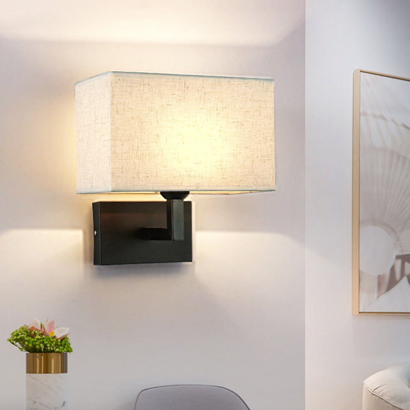 Rectangular Wall Lighting Minimalist Fabric 1 Head Beige/Flaxen Wall ...