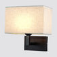 Rectangular Wall Lighting Minimalist Fabric 1 Head Beige/Flaxen Wall Mounted Light for Bedroom Clearhalo 'Cast Iron' 'Glass' 'Industrial' 'Modern wall lights' 'Modern' 'Tiffany' 'Traditional wall lights' 'Wall Lamps & Sconces' 'Wall Lights' Lighting' 1982867