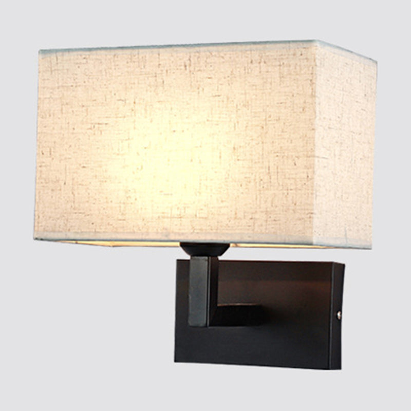 Rectangular Wall Lighting Minimalist Fabric 1 Head Beige/Flaxen Wall Mounted Light for Bedroom Clearhalo 'Cast Iron' 'Glass' 'Industrial' 'Modern wall lights' 'Modern' 'Tiffany' 'Traditional wall lights' 'Wall Lamps & Sconces' 'Wall Lights' Lighting' 1982867