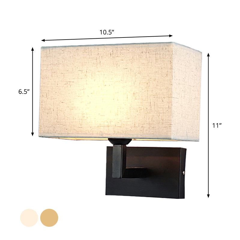Rectangular Wall Lighting Minimalist Fabric 1 Head Beige/Flaxen Wall Mounted Light for Bedroom Clearhalo 'Cast Iron' 'Glass' 'Industrial' 'Modern wall lights' 'Modern' 'Tiffany' 'Traditional wall lights' 'Wall Lamps & Sconces' 'Wall Lights' Lighting' 1982868
