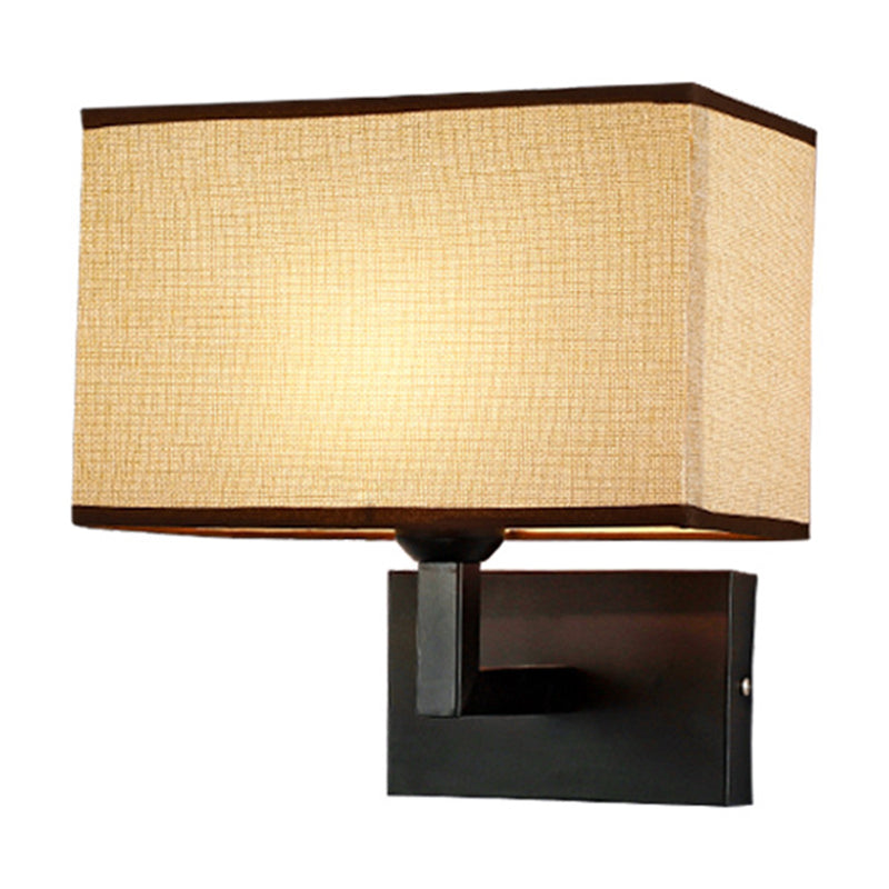 Rectangular Wall Lighting Minimalist Fabric 1 Head Beige/Flaxen Wall Mounted Light for Bedroom Clearhalo 'Cast Iron' 'Glass' 'Industrial' 'Modern wall lights' 'Modern' 'Tiffany' 'Traditional wall lights' 'Wall Lamps & Sconces' 'Wall Lights' Lighting' 1982871