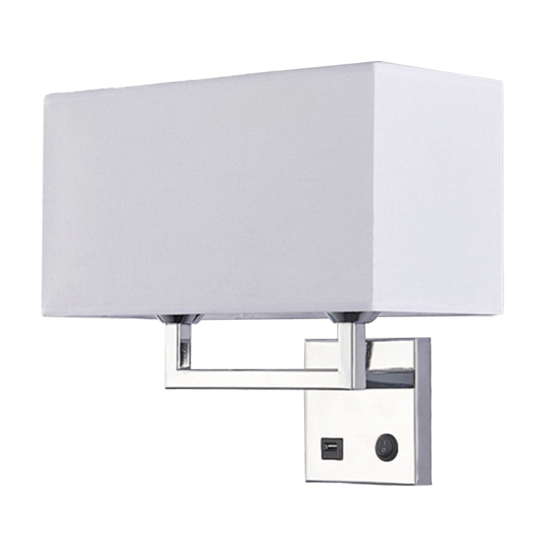 Cuboidal Fabric Wall Light Fixture Minimalist 2 Lights Beige/White Wall Mounted Lamp for Living Room Clearhalo 'Cast Iron' 'Glass' 'Industrial' 'Modern wall lights' 'Modern' 'Tiffany' 'Traditional wall lights' 'Wall Lamps & Sconces' 'Wall Lights' Lighting' 1982905