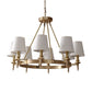 Gold Finish 3/6/8-Light Hanging Lamp Antiqued Fabric Cone Shade Chandelier Light Fixture Clearhalo 'Ceiling Lights' 'Chandeliers' Lighting' options 1982918