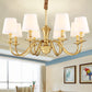 Gold 6/8-Light Hanging Chandelier Colonial Style Fabric Conical Suspension Pendant Light Clearhalo 'Ceiling Lights' 'Chandeliers' Lighting' options 1982941