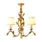 3-Head Wheat Chandelier Lighting Farmhouse Gold Metallic Ceiling Pendant with Conical Fabric Shade Clearhalo 'Ceiling Lights' 'Chandeliers' Lighting' options 1982948