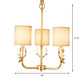 Rustic Antler Hanging Ceiling Light 3/6/8 Bulbs Metal Chandelier in Gold with Cylindrical Fabric Shade Clearhalo 'Ceiling Lights' 'Chandeliers' Lighting' options 1982964