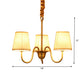 3/6/8 Lights Swooping Curve Chandelier Traditional Gold Metal Pendant Lamp with Tapered Fabric Shade Clearhalo 'Ceiling Lights' 'Chandeliers' Lighting' options 1982979