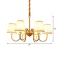 Conical Living Room Hanging Lamp Traditional Fabric 5/6/8-Light Gold Chandelier with Swoop Arm Clearhalo 'Ceiling Lights' 'Chandeliers' Lighting' options 1982983
