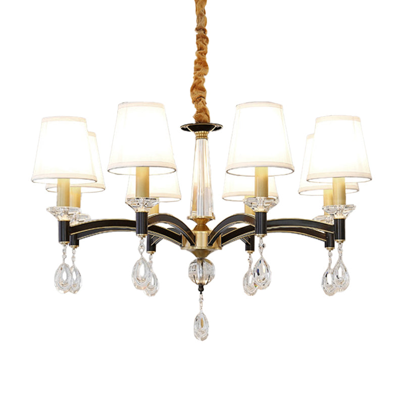 Fabric Cone Chandelier Lamp Modern 6/8 Lights Fabric Hanging Light Fixture with Crystal Accent Clearhalo 'Ceiling Lights' 'Chandeliers' 'Modern Chandeliers' 'Modern' Lighting' 1983029