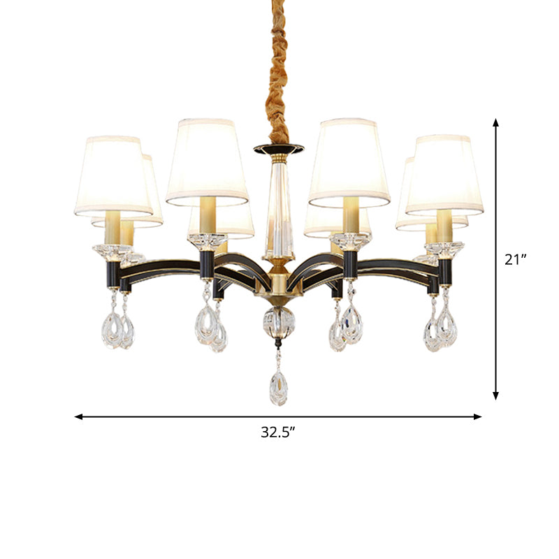 Fabric Cone Chandelier Lamp Modern 6/8 Lights Fabric Hanging Light Fixture with Crystal Accent Clearhalo 'Ceiling Lights' 'Chandeliers' 'Modern Chandeliers' 'Modern' Lighting' 1983030