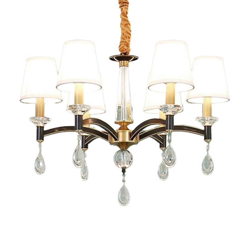 Fabric Cone Chandelier Lamp Modern 6/8 Lights Fabric Hanging Light Fixture with Crystal Accent Clearhalo 'Ceiling Lights' 'Chandeliers' 'Modern Chandeliers' 'Modern' Lighting' 1983032