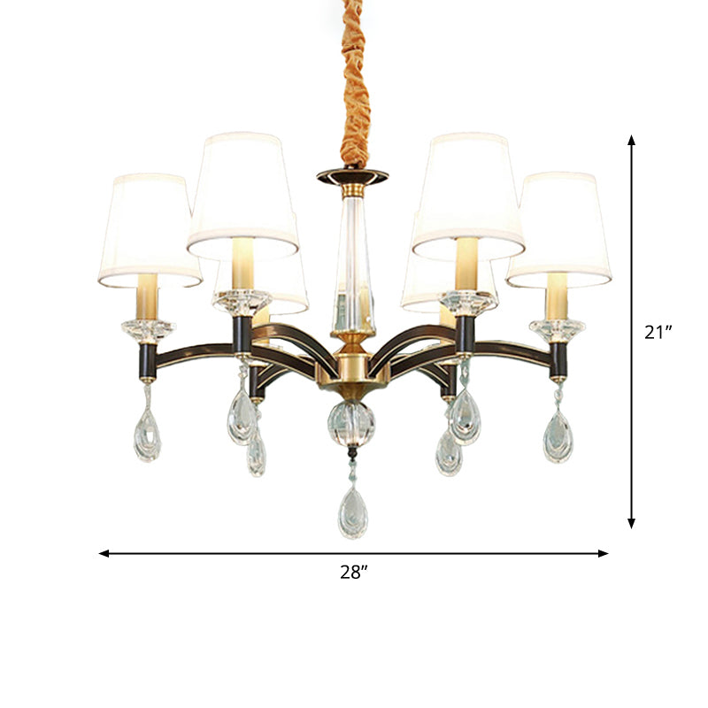 Fabric Cone Chandelier Lamp Modern 6/8 Lights Fabric Hanging Light Fixture with Crystal Accent Clearhalo 'Ceiling Lights' 'Chandeliers' 'Modern Chandeliers' 'Modern' Lighting' 1983033