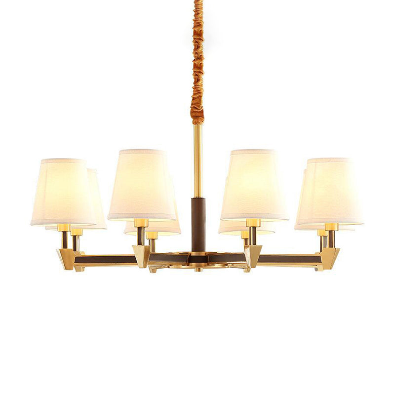 Postmodern Conical Ceiling Pendant Fabric 6/8-Head Living Room Chandelier in White Clearhalo 'Ceiling Lights' 'Chandeliers' 'Modern Chandeliers' 'Modern' Lighting' 1983036