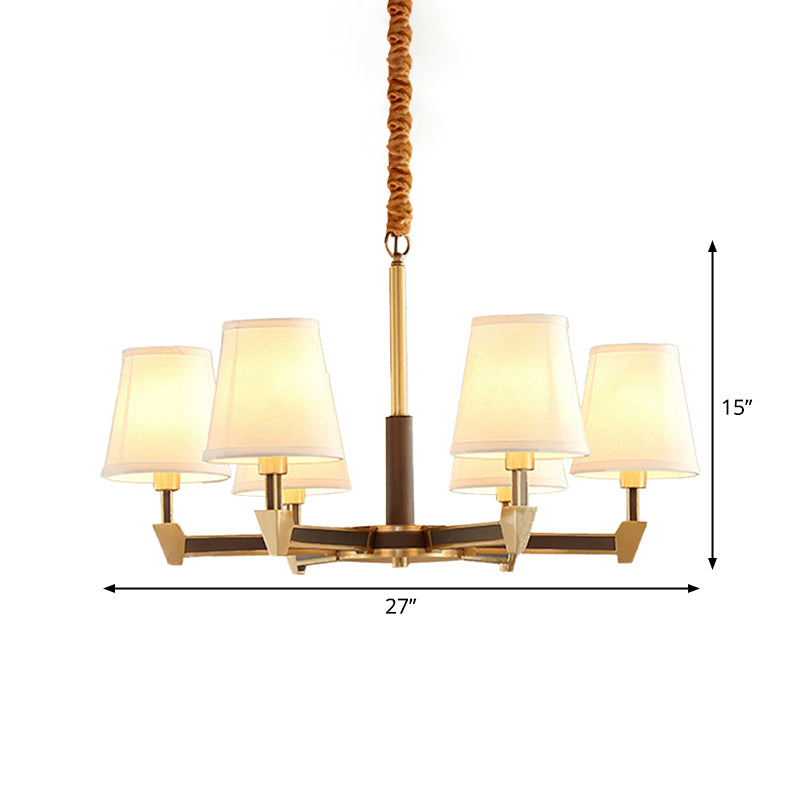 Postmodern Conical Ceiling Pendant Fabric 6/8-Head Living Room Chandelier in White Clearhalo 'Ceiling Lights' 'Chandeliers' 'Modern Chandeliers' 'Modern' Lighting' 1983041