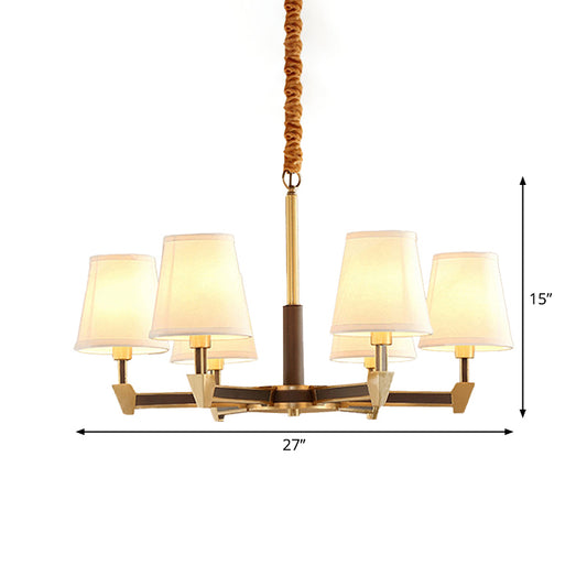 Postmodern Conical Ceiling Pendant Fabric 6/8-Head Living Room Chandelier in White Clearhalo 'Ceiling Lights' 'Chandeliers' 'Modern Chandeliers' 'Modern' Lighting' 1983041