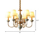 6 Heads Fabric Chandelier Country Gold Conical Dining Room Suspension Light with Ceramic Accent Clearhalo 'Ceiling Lights' 'Chandeliers' Lighting' options 1983075