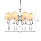 White Tapered Chandelier Light Contemporary Fabric 4/6/8-Bulb Living Room Pendant Lighting with Crystal Drop Clearhalo 'Ceiling Lights' 'Chandeliers' Lighting' options 1983090
