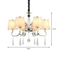 White Tapered Chandelier Light Contemporary Fabric 4/6/8-Bulb Living Room Pendant Lighting with Crystal Drop Clearhalo 'Ceiling Lights' 'Chandeliers' Lighting' options 1983094