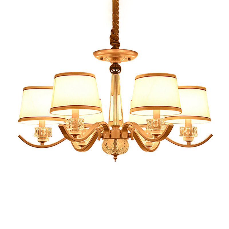 Fabric White Chandelier Tapered 3/6/8-Bulb Country Style Ceiling Pendant Light for Living Room Clearhalo 'Ceiling Lights' 'Chandeliers' Lighting' options 1983106