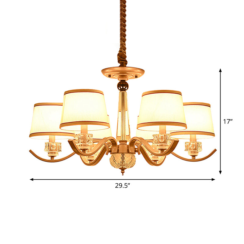 Fabric White Chandelier Tapered 3/6/8-Bulb Country Style Ceiling Pendant Light for Living Room Clearhalo 'Ceiling Lights' 'Chandeliers' Lighting' options 1983108