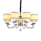4/6/8 Heads Ceiling Chandelier Modern Living Room Suspension Pendant with Round Fabric Shade in White Clearhalo 'Ceiling Lights' 'Chandeliers' Lighting' options 1983115