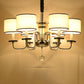 4/6/8 Heads Ceiling Chandelier Modern Living Room Suspension Pendant with Round Fabric Shade in White 6 White Clearhalo 'Ceiling Lights' 'Chandeliers' Lighting' options 1983118_75bc6412-2b97-4657-9a89-27c89b92b2e3