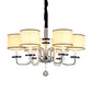 4/6/8 Heads Ceiling Chandelier Modern Living Room Suspension Pendant with Round Fabric Shade in White Clearhalo 'Ceiling Lights' 'Chandeliers' Lighting' options 1983119