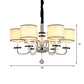4/6/8 Heads Ceiling Chandelier Modern Living Room Suspension Pendant with Round Fabric Shade in White Clearhalo 'Ceiling Lights' 'Chandeliers' Lighting' options 1983121