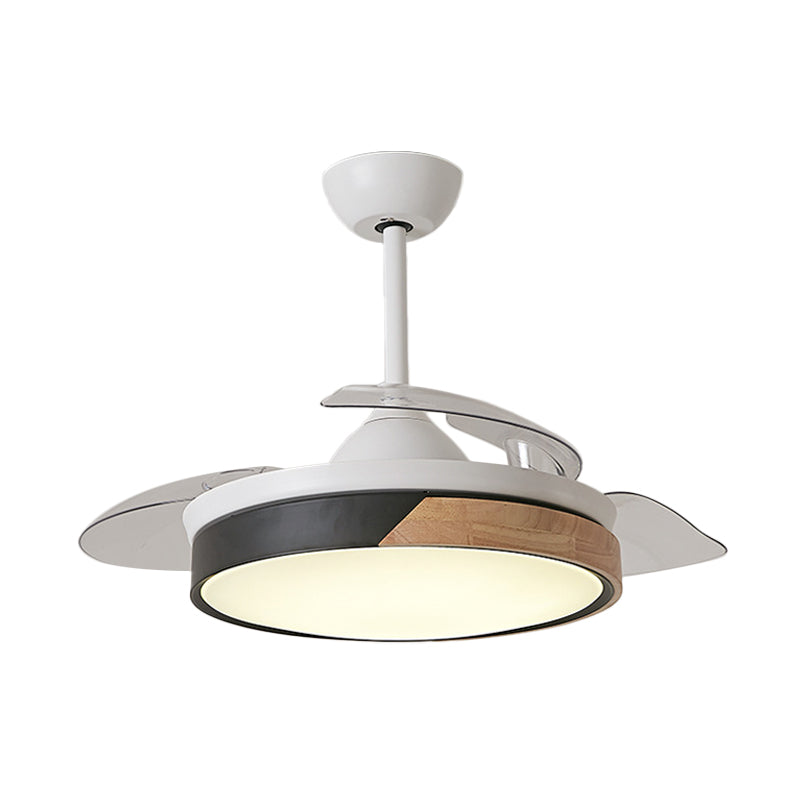 4-Blade Modernist LED Semi Flush Patchwork Round 20" Wide Ceiling Fan Light Fixture with Acrylic Shade Clearhalo 'Ceiling Fans with Lights' 'Ceiling Fans' 'Modern Ceiling Fans' 'Modern' Lighting' 1983127