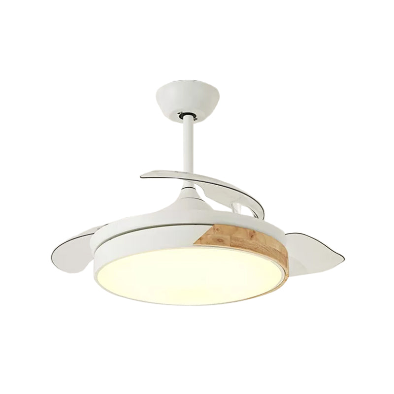 4-Blade Modernist LED Semi Flush Patchwork Round 20" Wide Ceiling Fan Light Fixture with Acrylic Shade Clearhalo 'Ceiling Fans with Lights' 'Ceiling Fans' 'Modern Ceiling Fans' 'Modern' Lighting' 1983131
