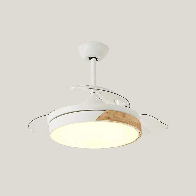 4-Blade Modernist LED Semi Flush Patchwork Round 20" Wide Ceiling Fan Light Fixture with Acrylic Shade Clearhalo 'Ceiling Fans with Lights' 'Ceiling Fans' 'Modern Ceiling Fans' 'Modern' Lighting' 1983132