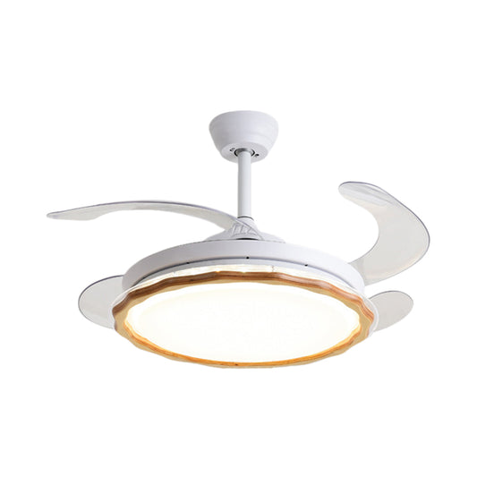 White Scalloped Pendant Fan Light Fixture Simplicity LED Acrylic Semi Mount Lighting with 4 Blades, 20" Wide White A Clearhalo 'Ceiling Fans with Lights' 'Ceiling Fans' 'Modern Ceiling Fans' 'Modern' Lighting' 1983133