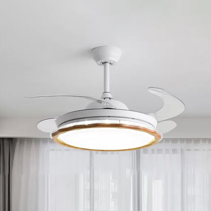 White Scalloped Pendant Fan Light Fixture Simplicity LED Acrylic Semi Mount Lighting with 4 Blades, 20" Wide Clearhalo 'Ceiling Fans with Lights' 'Ceiling Fans' 'Modern Ceiling Fans' 'Modern' Lighting' 1983134