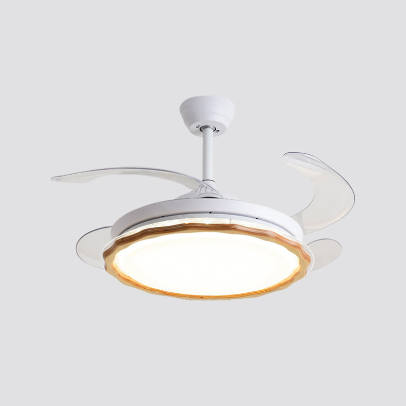 White Scalloped Pendant Fan Light Fixture Simplicity LED Acrylic Semi Mount Lighting with 4 Blades, 20" Wide Clearhalo 'Ceiling Fans with Lights' 'Ceiling Fans' 'Modern Ceiling Fans' 'Modern' Lighting' 1983135