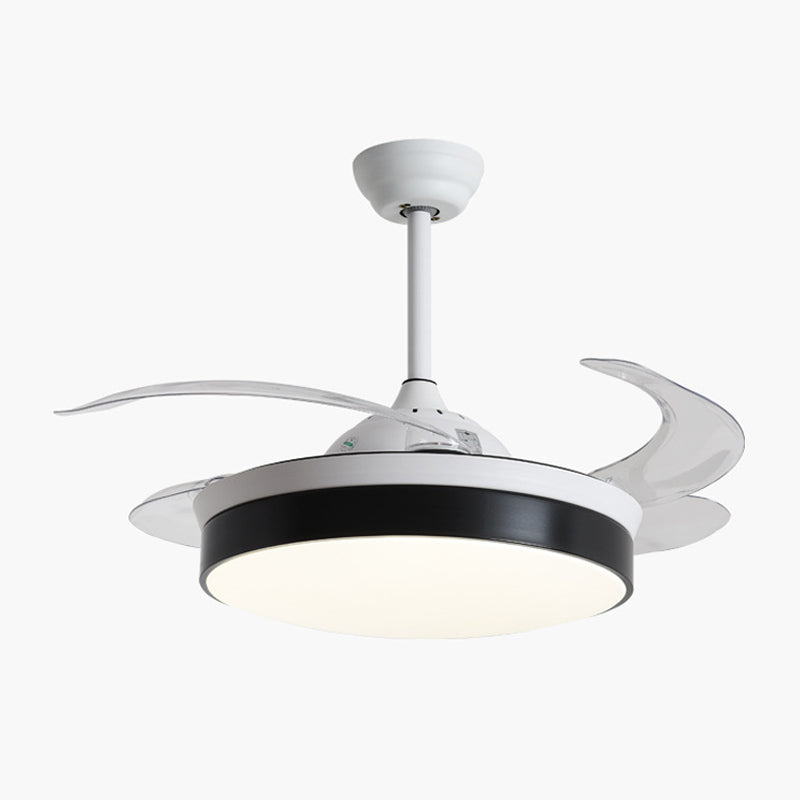 4-Blade Nordic Drum LED Semi Flush Ceiling Light Acrylic Living Room Hanging Fan Lamp, 20" Wide Clearhalo 'Ceiling Fans with Lights' 'Ceiling Fans' 'Modern Ceiling Fans' 'Modern' Lighting' 1983145