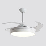 4-Blade Nordic Drum LED Semi Flush Ceiling Light Acrylic Living Room Hanging Fan Lamp, 20" Wide Clearhalo 'Ceiling Fans with Lights' 'Ceiling Fans' 'Modern Ceiling Fans' 'Modern' Lighting' 1983158
